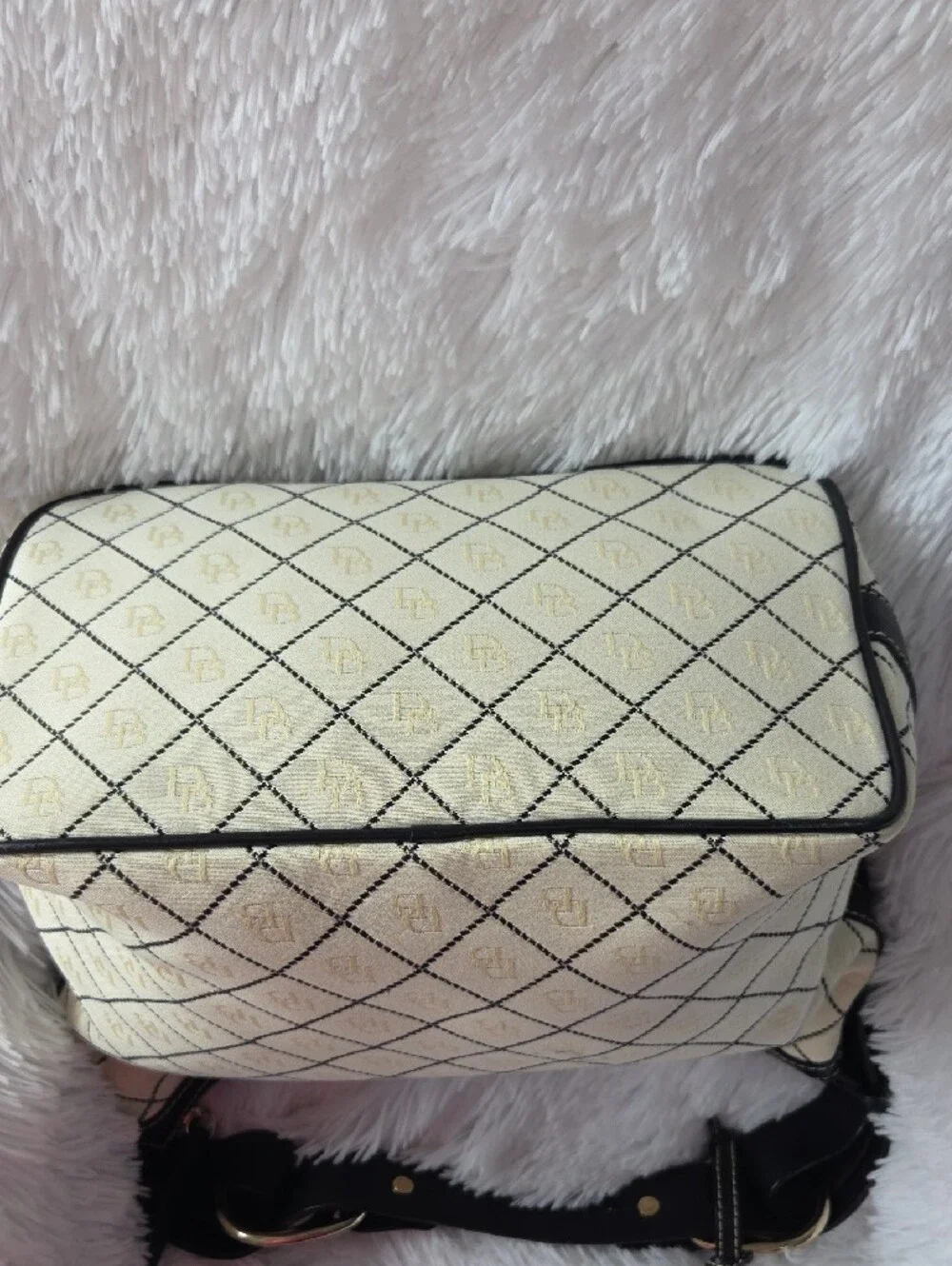 Dooney & Bourke Cream Shoulder Hobo with Black Trim